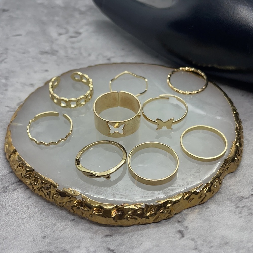 Whimsy Butterfly Band Gold Stackable Rings - Picture 7 of 10
